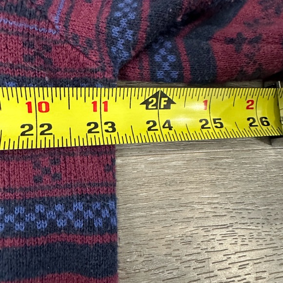 Men’s Eddie Bauer Fair Isle Half Zip Navy Maroon Sweater, Size Extra Large Y2K. - Picture 6 of 11